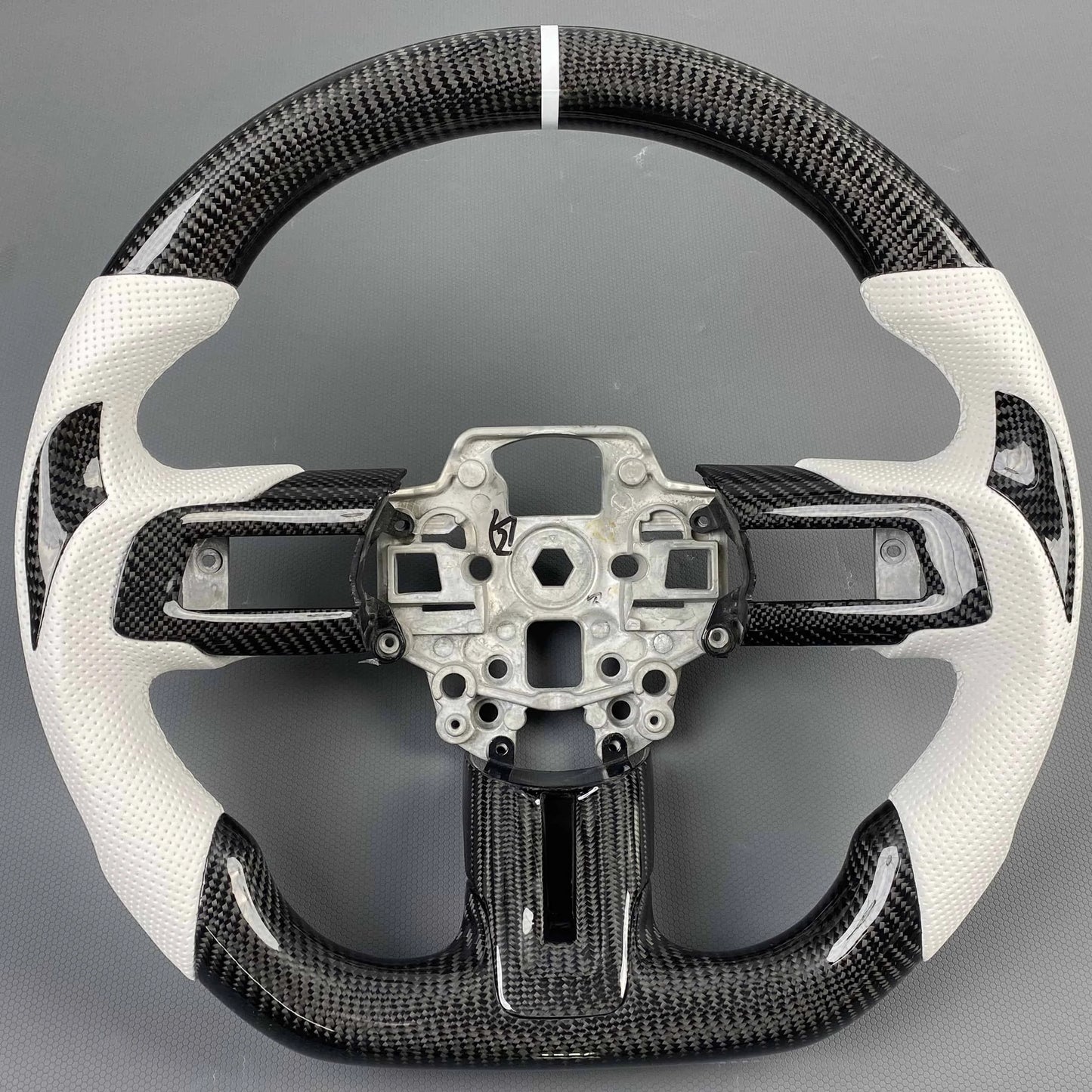 Ford Mustang 2015-2023 Carbon Fiber Steering Wheel *WHITE-OUT EDITION*