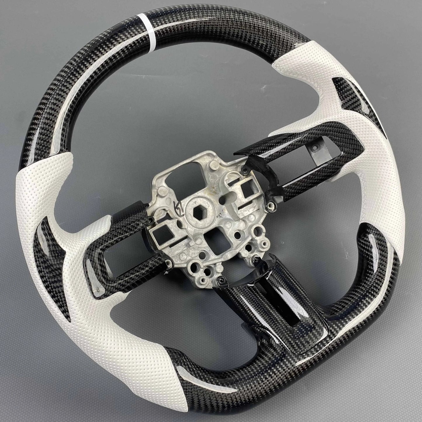 Ford Mustang 2015-2023 Carbon Fiber Steering Wheel *WHITE-OUT EDITION*