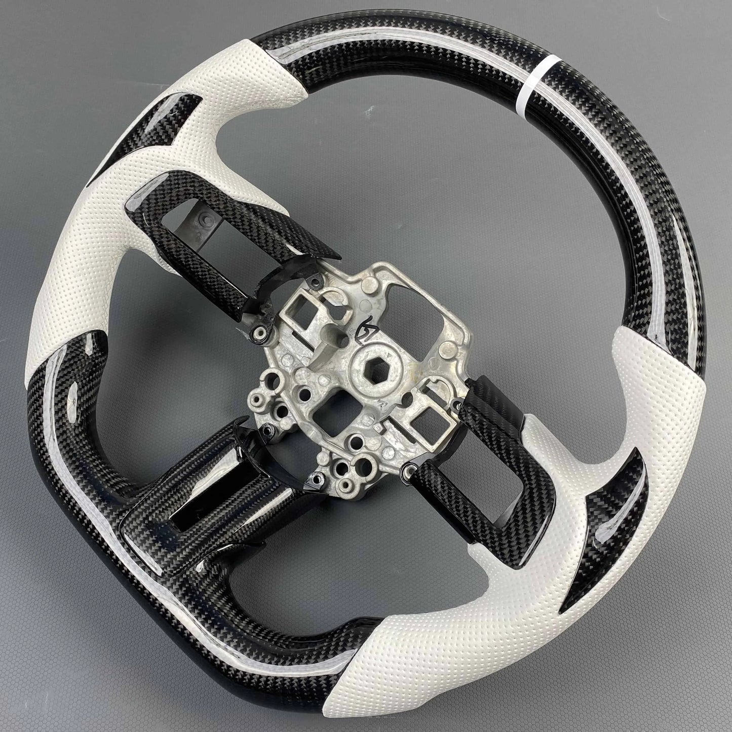 Ford Mustang 2015-2023 Carbon Fiber Steering Wheel *WHITE-OUT EDITION*