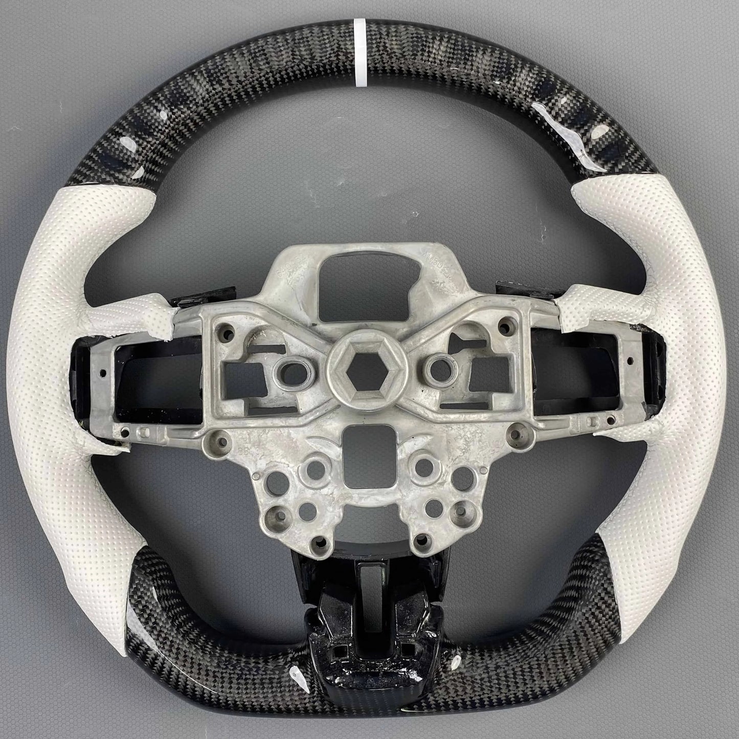 Ford Mustang 2015-2023 Carbon Fiber Steering Wheel *WHITE-OUT EDITION*